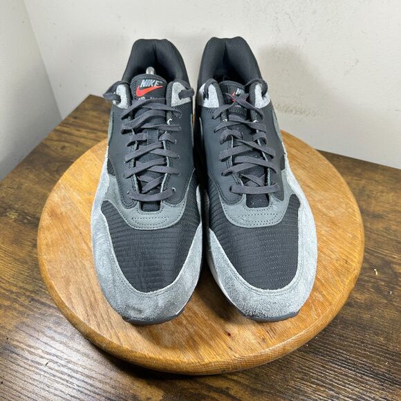 Nike Air Max 1 Premium Smoke Grey Flash Crimson Shoe Men's Size 14 HJ9292-070 - Picture 2 of 8